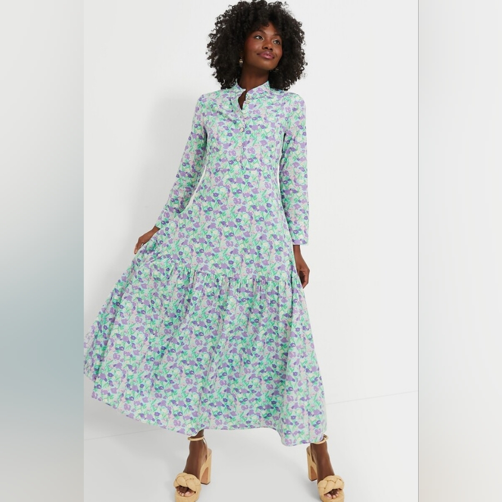 Hyacinth House Blue Multi Floral Bellflower Maxi Dress Size XL
